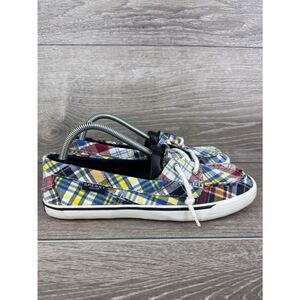 Sperry Top Sider Lounge Away Madras Plaid Women’s Sz 9.5 Slip On Loafer Moccasin